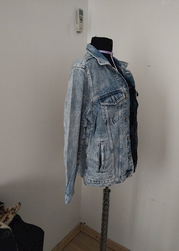 Düğmeli Bol Kesim Mavi Denim Ceket - Görsel 2