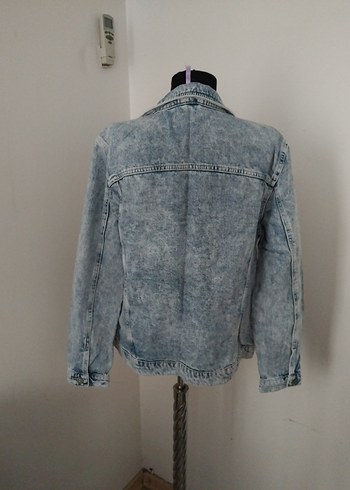 Düğmeli Bol Kesim Mavi Denim Ceket - Görsel 3