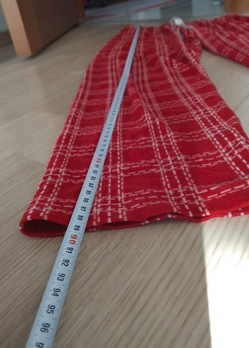 Kadın Kırmızılı kadife Rahat Pijama Altı - Görsel 3