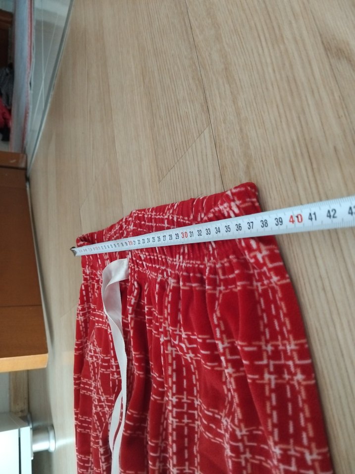Kadın Kırmızılı kadife Rahat Pijama Altı - Görsel 4