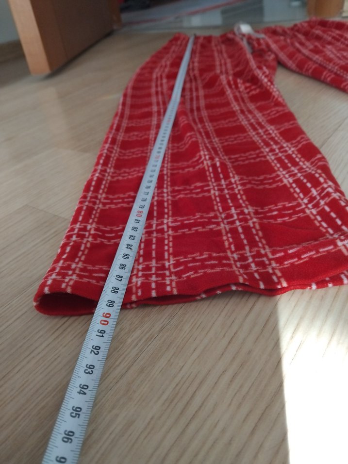 Kadın Kırmızılı kadife Rahat Pijama Altı - Görsel 3