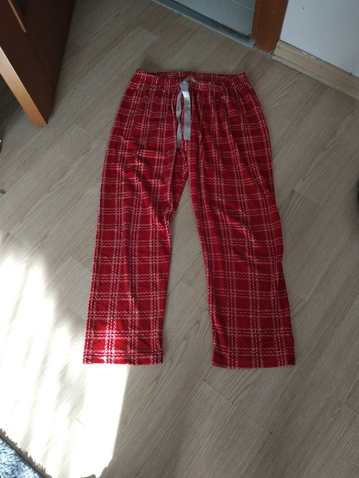 Kadın Kırmızılı kadife Rahat Pijama Altı - Görsel 2