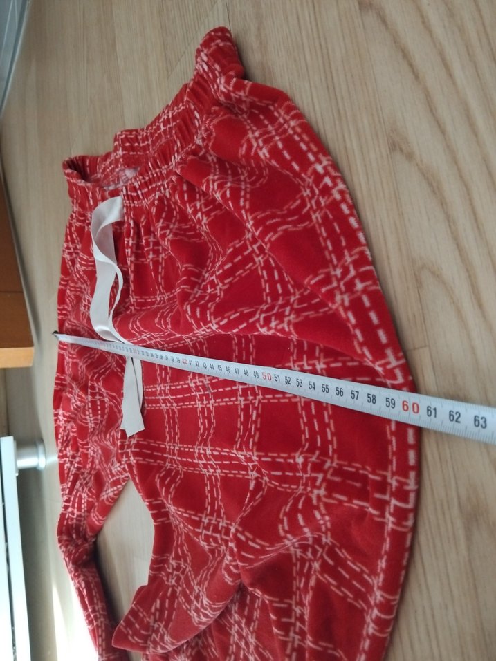 Kadın Kırmızılı kadife Rahat Pijama Altı - Görsel 5