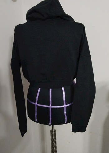 Kemer Detaylı Siyah Goth Kadın Sweatshirt - Görsel 2