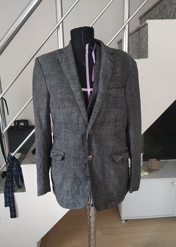 Gri Düğmeli Erkek Blazer Ceket, yelek