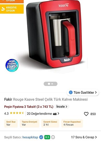Fakir kahve makinesi 