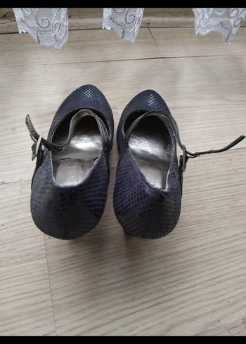 36 Beden mavi Renk Koyu Mavi Yılan Derisi Desenli Stiletto