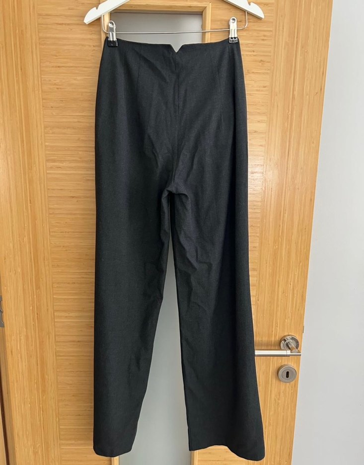 Vatkalı antrasit orta bel kumaş pantolon - Görsel 2