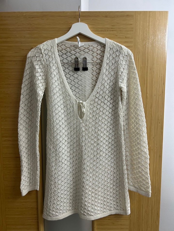 Örgü V Yaka Mini plaj elbisesi - Görsel 2