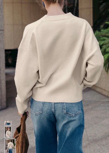 Zara yumuşak bej yünlü triko kazak - Görsel 2