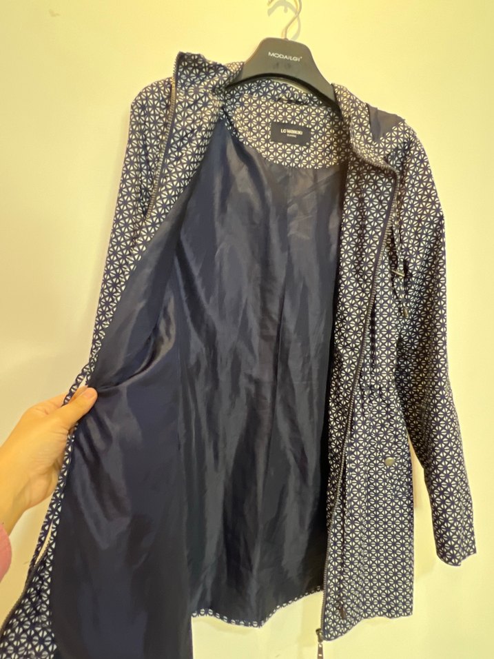 Lcw Desenli Lacivert Midi Yağmurluk - Görsel 5