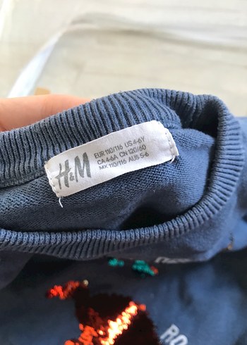 H&M Erkek Çocuk Mavi Uzun Kollu Triko Kazak