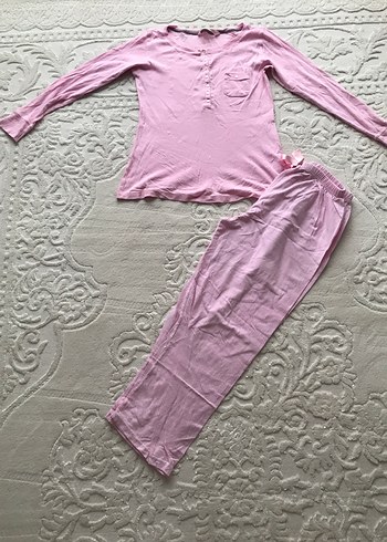Pembe Uzun Kollu Rahat Pijama Takımı