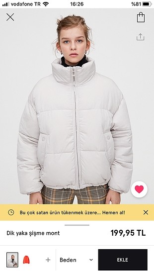 Pull and bear şişme mont