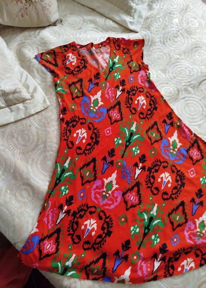 Yazlık turuncu elbise (yeni) - Görsel 2