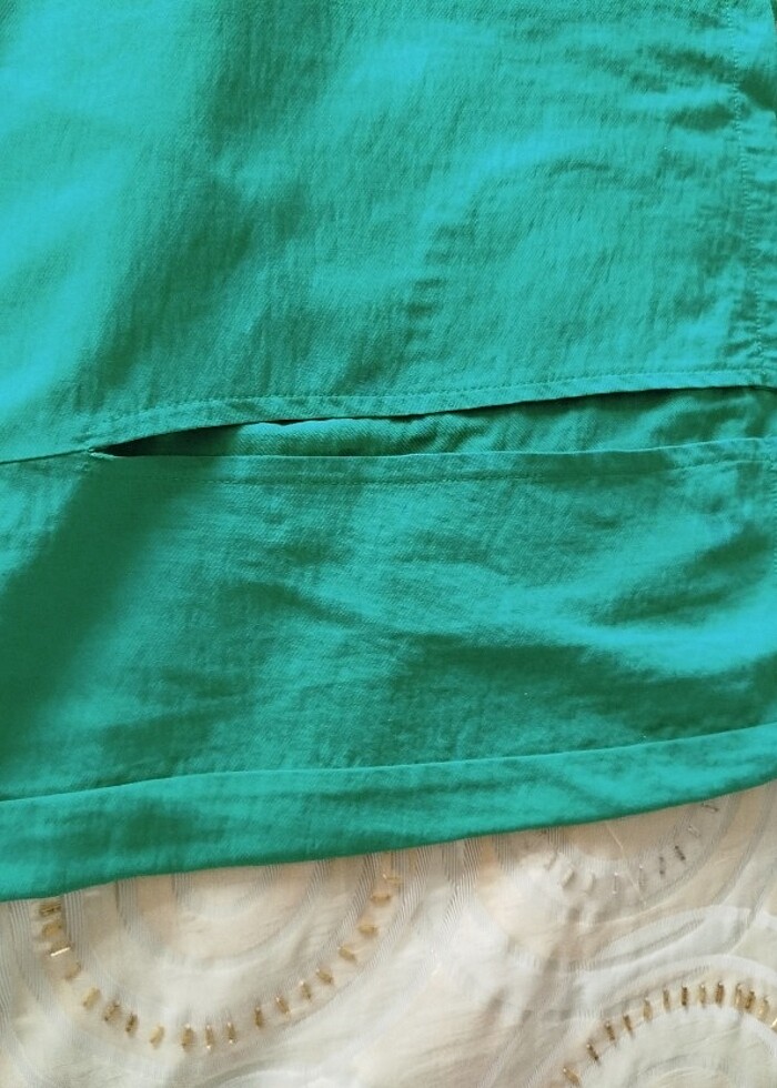 Yeşil keten elbise - Görsel 5