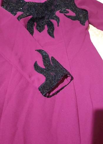 Mor Uzun Drapeli Kadın Elbise balık model - Görsel 2