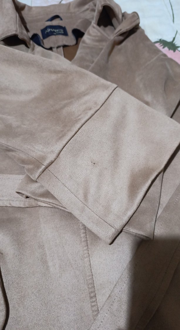 Bej Süet Uzun Kadın Trençkot - Görsel 3