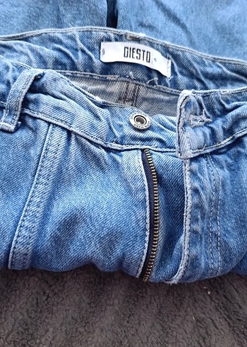 Düğmeli Mavi Midi Boy Jean - Görsel 3