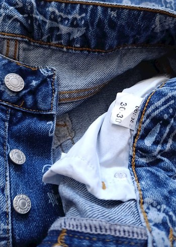 Düğmeli Mavi Midi Boy Jean - Görsel 7