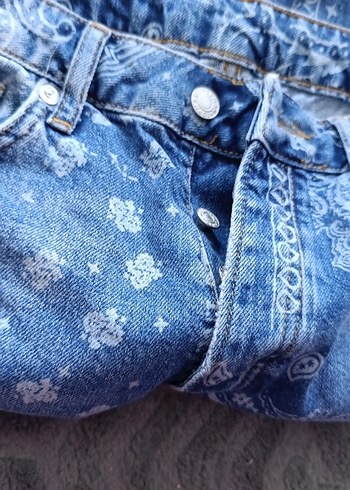 Düğmeli Mavi Midi Boy Jean - Görsel 8