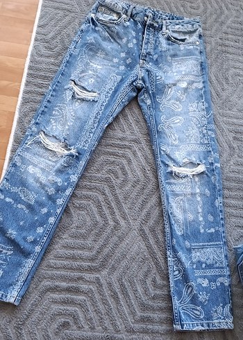 Düğmeli Mavi Midi Boy Jean - Görsel 5