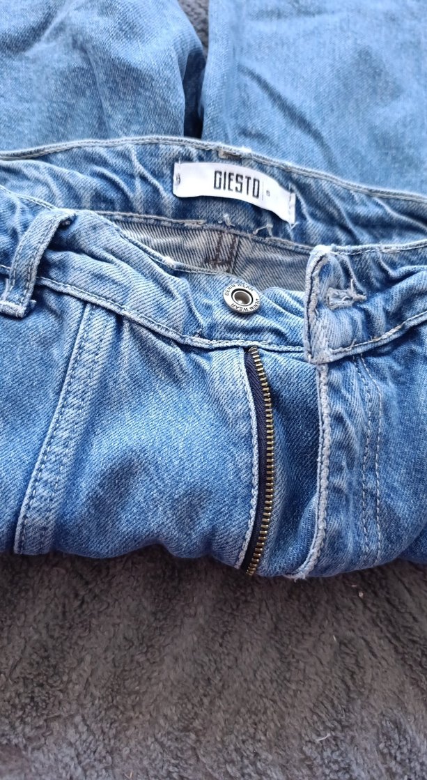 Düğmeli Mavi Midi Boy Jean - Görsel 3