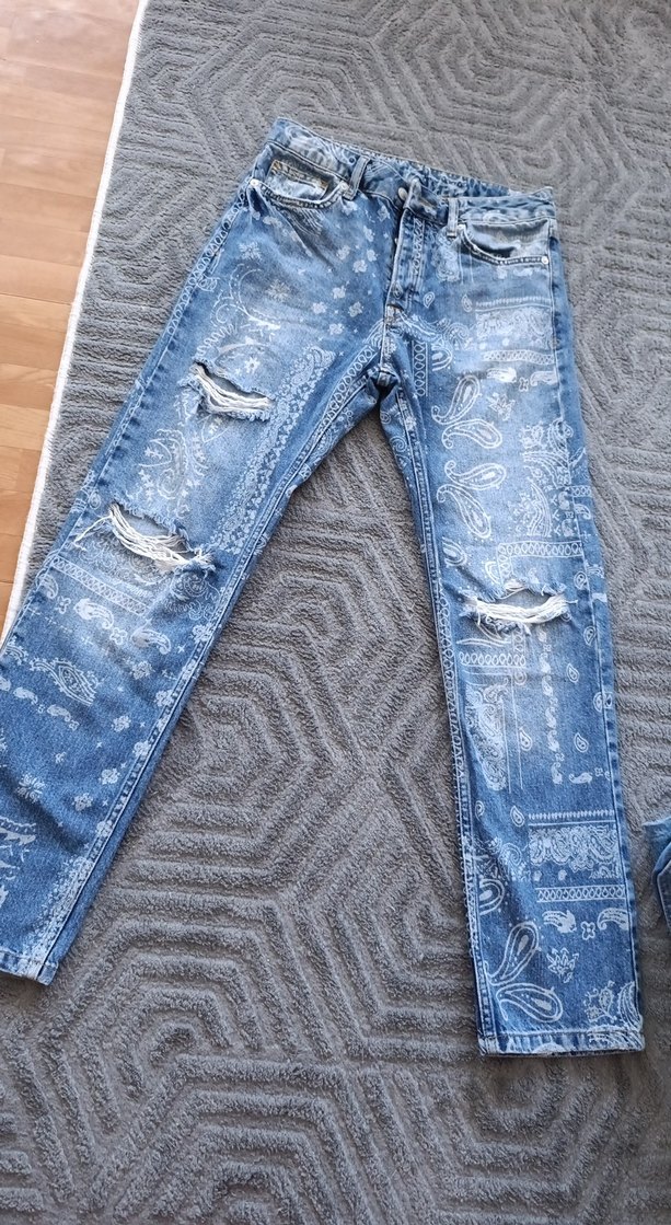 Düğmeli Mavi Midi Boy Jean - Görsel 5