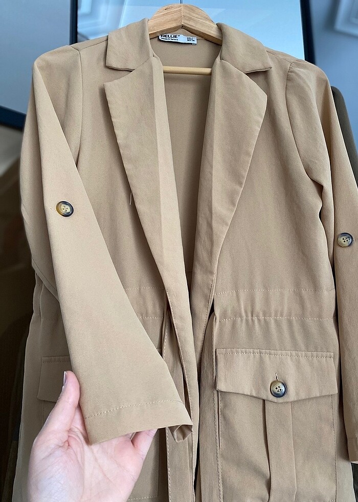 Bej kısa ince ceket 38 beden - Görsel 2