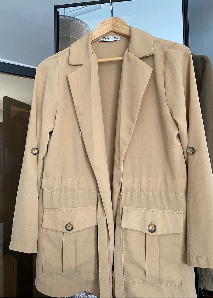 Bej kısa ince ceket 38 beden - Görsel 3