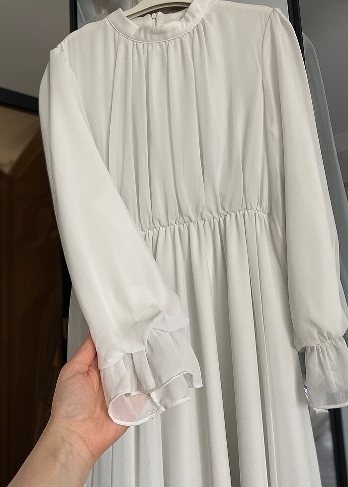 Beyaz tesettür elbise - Görsel 2