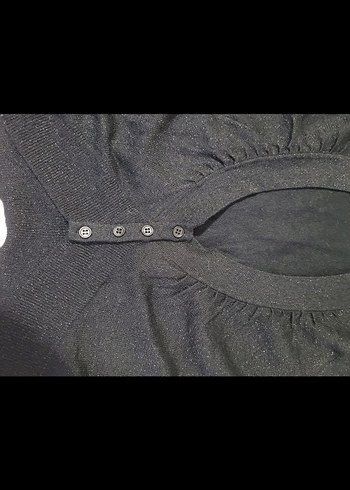 Düğmeli Siyah V Yaka Hırka mango suit - Görsel 2