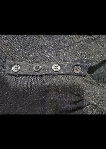 Düğmeli Siyah V Yaka Hırka mango suit - Görsel 5