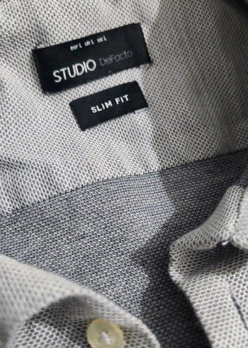 Düğmeli Gri Erkek Koton l beden gömlek - Görsel 2