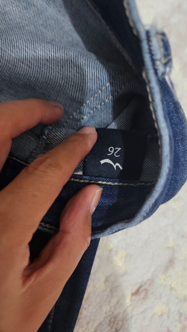 Düğmeli Mavi Kadın Denim Pantolon - Görsel 3
