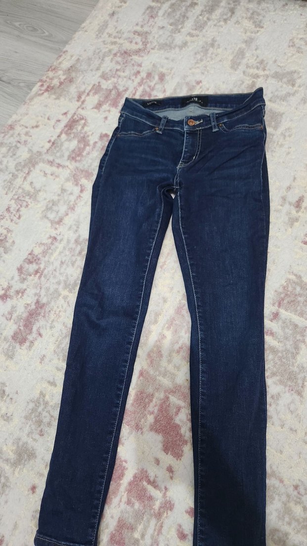 Düğmeli Mavi Kadın Denim Pantolon - Görsel 2