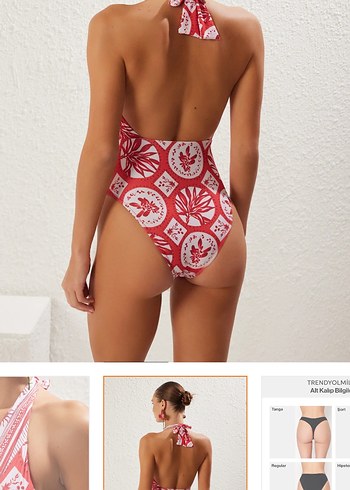 Kırmızı Dantelli Bohem Kadın Mayo - Görsel 4