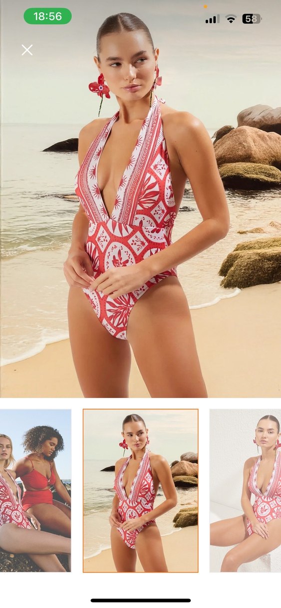 Kırmızı Dantelli Bohem Kadın Mayo - Görsel 2