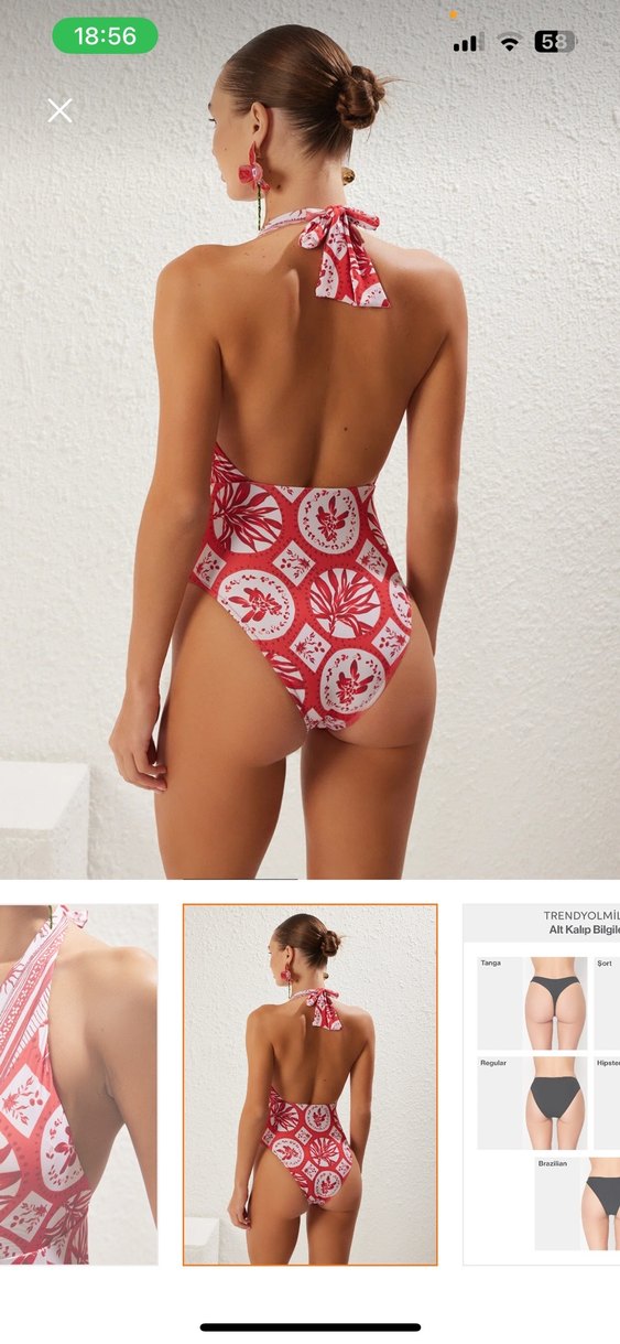 Kırmızı Dantelli Bohem Kadın Mayo - Görsel 4