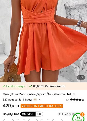 Turuncu Drapeli Mini Tulum - Görsel 3