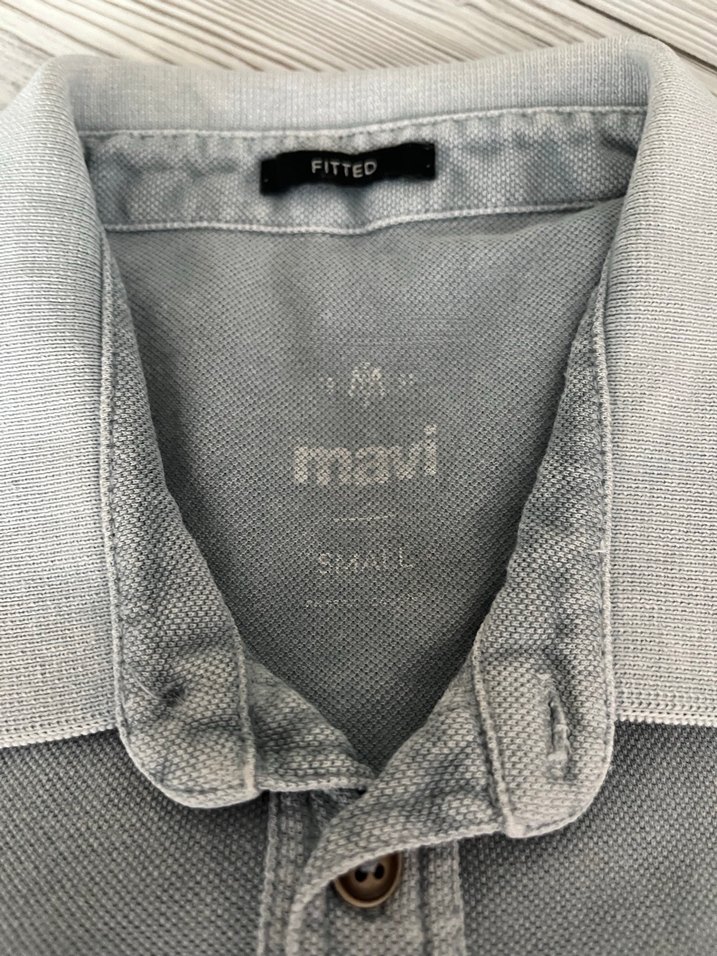 Gri Denim Polo Tişört, Kısa Kollu, Regular Fit - Görsel 2