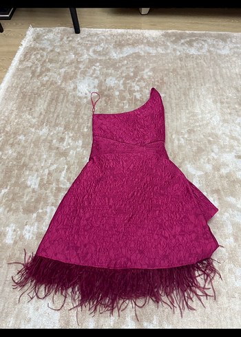 Pembe Drapeli Straplez Abiye Elbise - Görsel 3