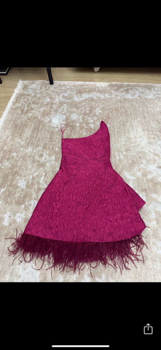 Pembe Drapeli Straplez Abiye Elbise - Görsel 3