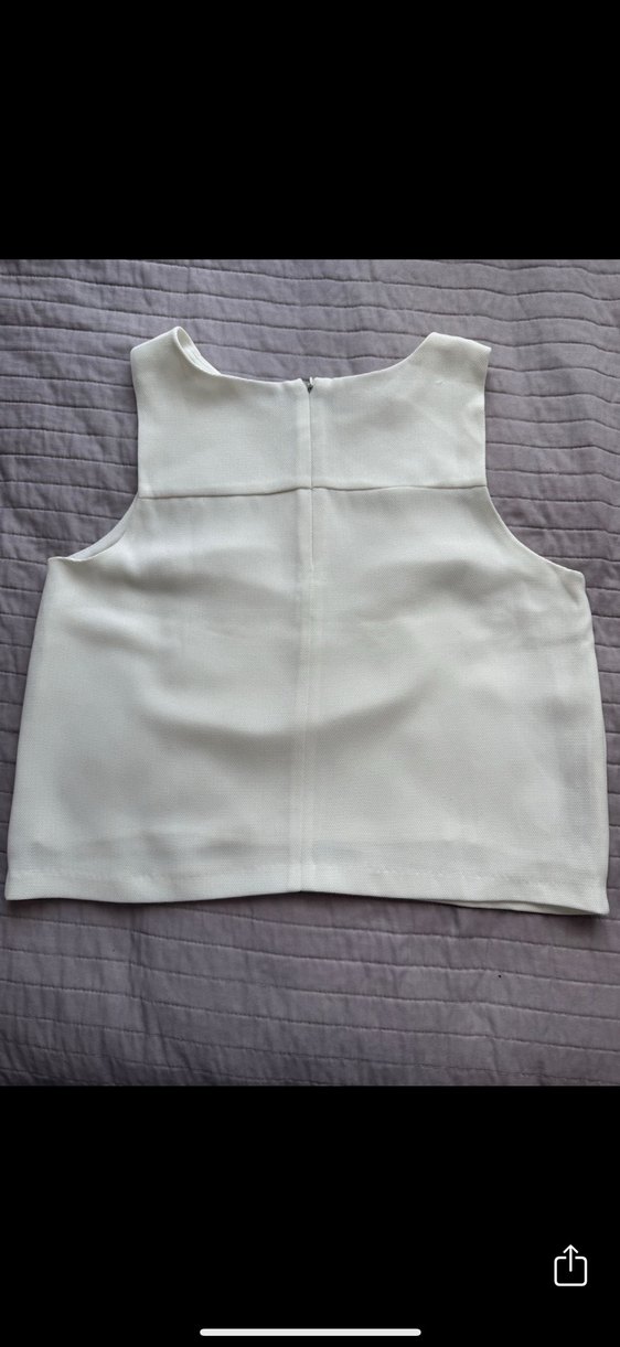 Beyaz Kolsuz Basic Kadın Bluz - Görsel 2