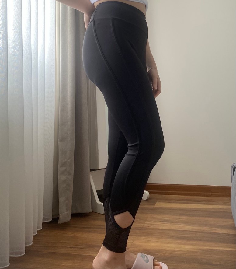 Siyah File Detaylı Spor Tayt - Görsel 3