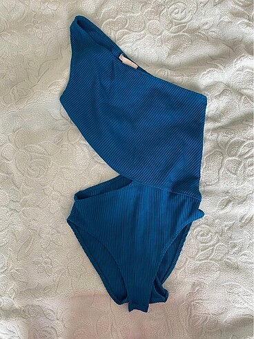 H&M Petrol yeşili tek omuz body