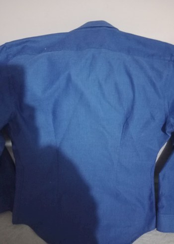 s/m Beden Düğmeli Uzun Kollu Mavi Denim Gömlek
