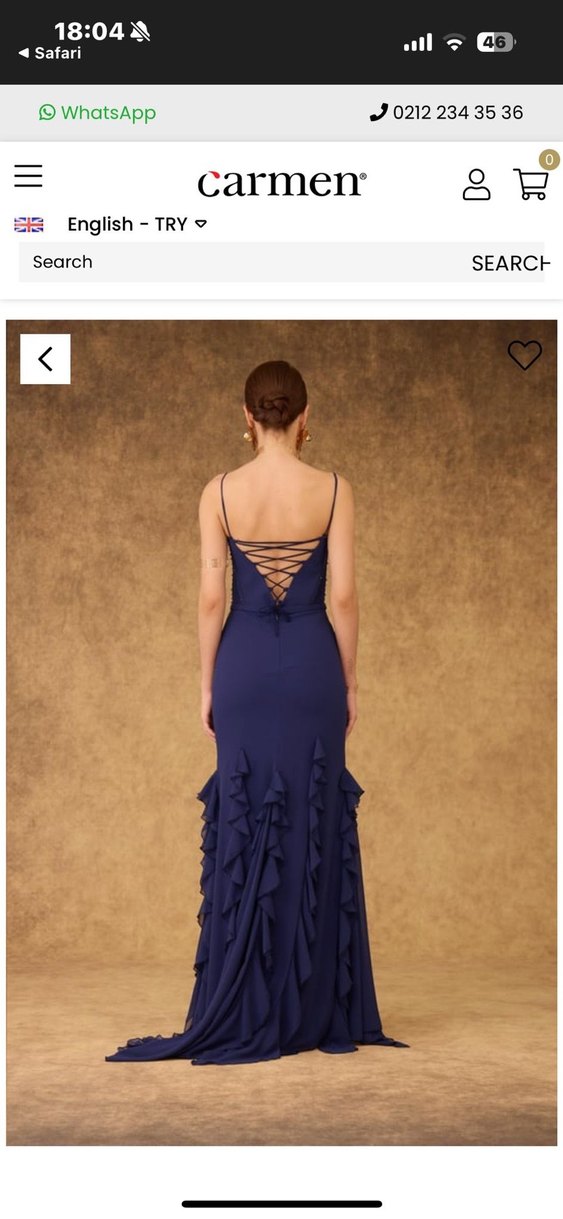 Lacivert Straplez Uzun Elbise - Görsel 4