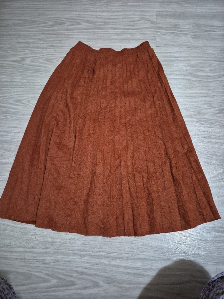 Kadın taba renginde Pileli Etek - Görsel 2