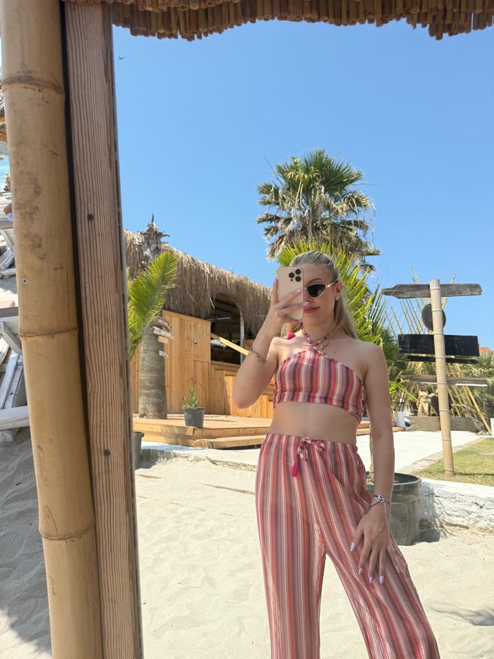 Pembe Şeffaf Bağcıklı alt üst takım - Görsel 2